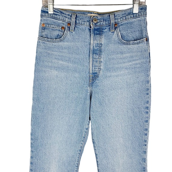 Levi's Ribcage Boot Cut Jeans Premium Distressed Edges Button Fly Women's 29 - Picture 4 of 13